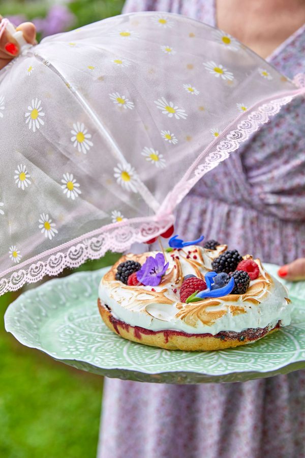 Rice Fliegenschutzhaube Gänseblümchen-Print rosa, small