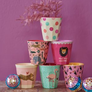 Rice Melamin Becher medium Punkte, pink