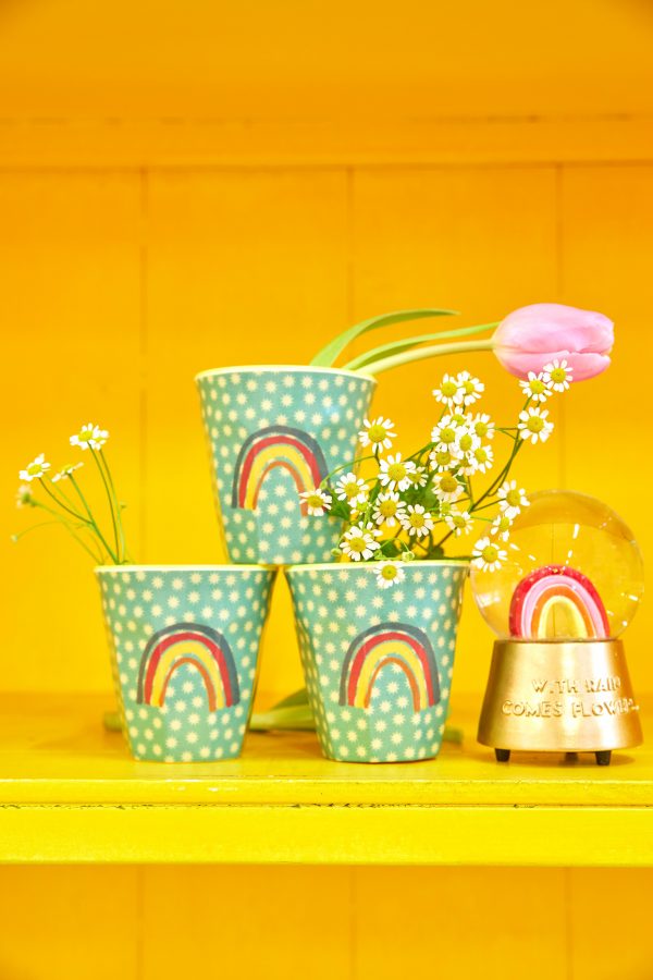 Rice Melamin Becher medium Regenbogen, grün